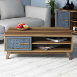 Mesa de centro Ayla azul nogal Practica Hogar