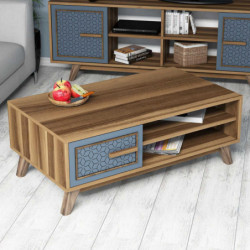 Mesa de centro Ayla azul nogal Practica Hogar