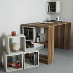 Escritorio de estudio Box crema nogal Practica Hogar