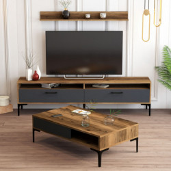 Conjunto de muebles de salón istanbul antracita nogal Practica Hogar