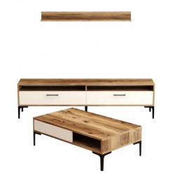 Conjunto de muebles de salón istanbul crema nogal Practica Hogar