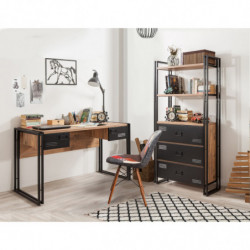 Conjunto de muebles de despacho Cosmo -TKM.10 pino atlántico negro Practica Hogar