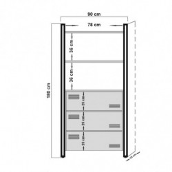 Conjunto de muebles de despacho Cosmo -TKM.10 pino atlántico negro Practica Hogar
