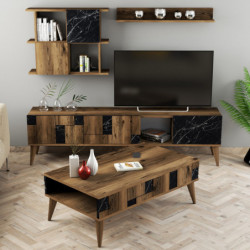 Conjunto de muebles de salón Madrid negro nogal Practica Hogar