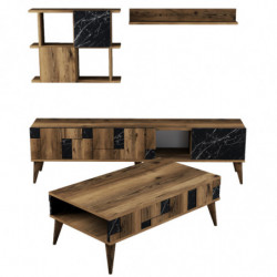Conjunto de muebles de salón Madrid negro nogal Practica Hogar