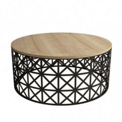 Mesa de centro Selin Metal Ferforje roble negro Practica Hogar
