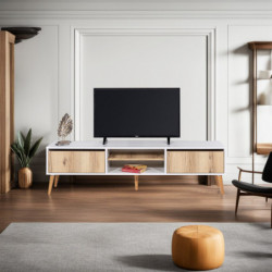 Mueble TV Kraf 180 blanco fieltro Practica Hogar