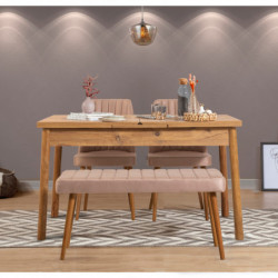 Set mesa comedor extensible y sillas (4 piezas) Santiago Atlantice pino atlántico Practica Hogar