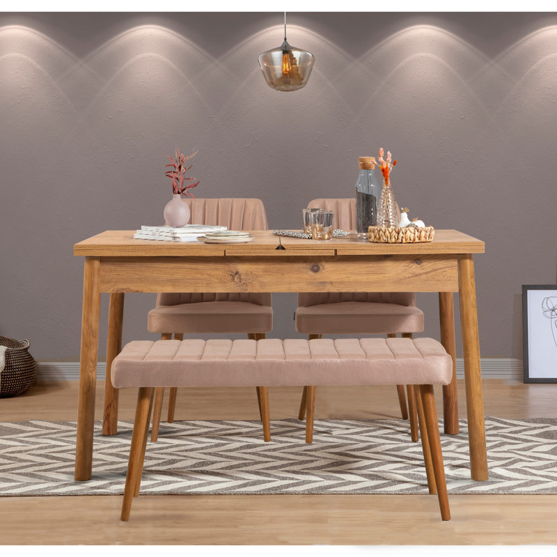 Set mesa comedor extensible y sillas (4 piezas) Santiago Atlantice pino atlántico Practica Hogar Set mesa comedor extensible y sillas (4 piezas) Santiago Atlantice pino atlántico Practica Hogar