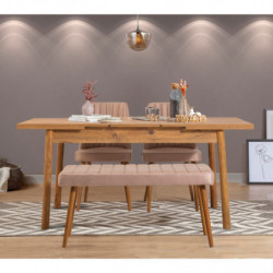 Set mesa comedor extensible y sillas (4 piezas) Santiago Atlantice pino atlántico Practica Hogar