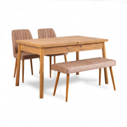 Set mesa comedor extensible y sillas (4 piezas) Santiago Atlantice pino atlántico Practica Hogar
