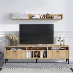 Mueble TV con estante Drew roble Practica Hogar
