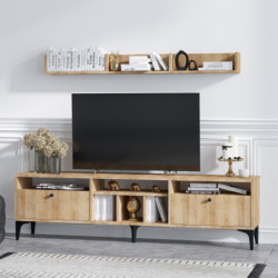 Mueble TV con estante Drew roble Practica Hogar