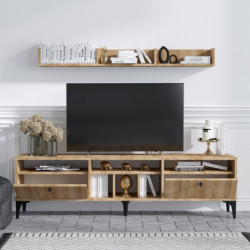 Mueble TV con estante Drew roble Practica Hogar