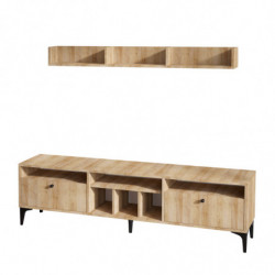 Mueble TV con estante Drew roble Practica Hogar