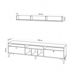 Mueble TV con estante Drew roble Practica Hogar