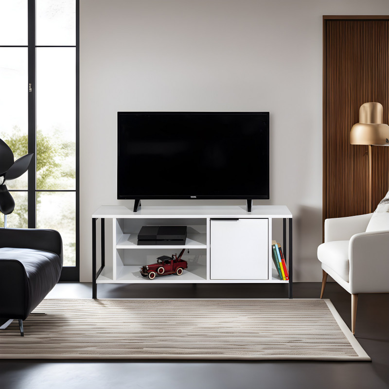 Mueble TV Bond blanco negro Practica Hogar Mueble TV Bond blanco negro Practica Hogar