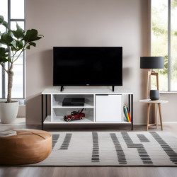 Mueble TV Bond blanco negro Practica Hogar