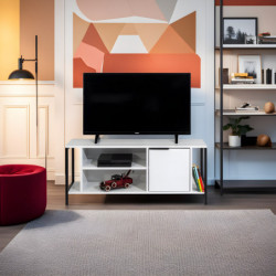 Mueble TV Bond blanco negro Practica Hogar