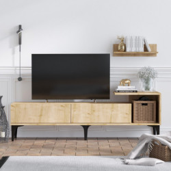 Mueble TV con estante Lia roble Practica Hogar