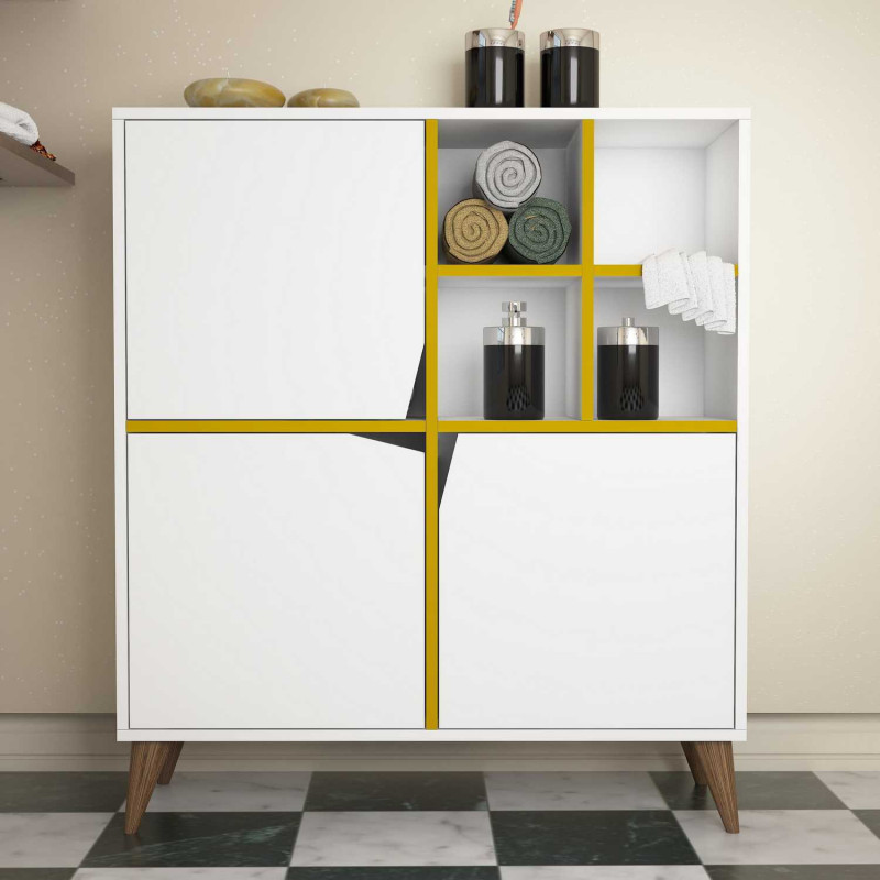 Mueble auxiliar Pulse blanco amarillo Practica Hogar Mueble auxiliar Pulse blanco amarillo Practica Hogar