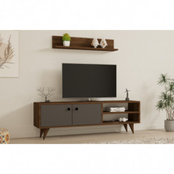 Mueble TV con estante Erho antracita nogal Practica Hogar