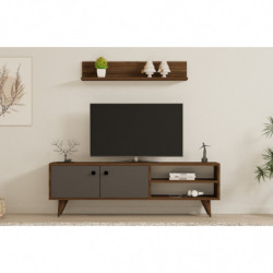 Mueble TV con estante Erho antracita nogal Practica Hogar
