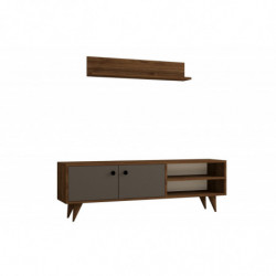 Mueble TV con estante Erho antracita nogal Practica Hogar