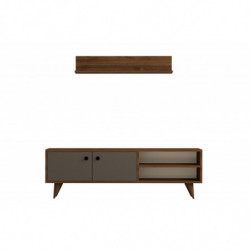 Mueble TV con estante Erho antracita nogal Practica Hogar