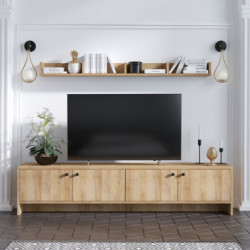 Mueble TV con estante Tessa roble Practica Hogar