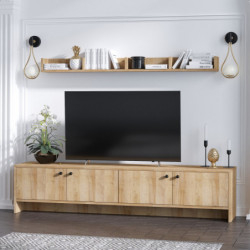 Mueble TV con estante Tessa roble Practica Hogar