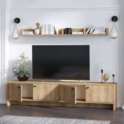 Mueble TV con estante Tessa roble Practica Hogar