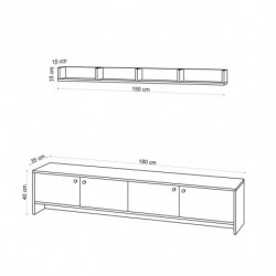 Mueble TV con estante Tessa roble Practica Hogar