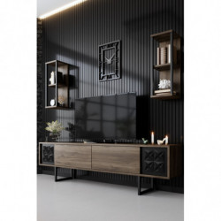 Mueble TV con estante Line negro nogal Practica Hogar
