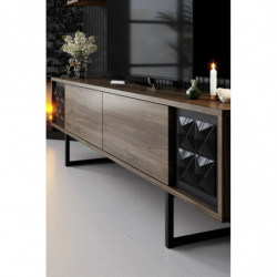 Mueble TV con estante Line negro nogal Practica Hogar
