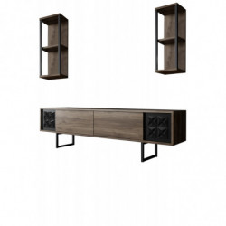 Mueble TV con estante Line negro nogal Practica Hogar