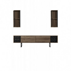 Mueble TV con estante Line negro nogal Practica Hogar