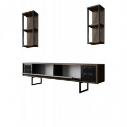 Mueble TV con estante Line negro nogal Practica Hogar