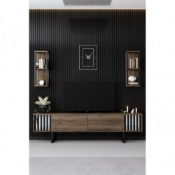 Mueble TV con estante Chrome Line negro nogal Practica Hogar