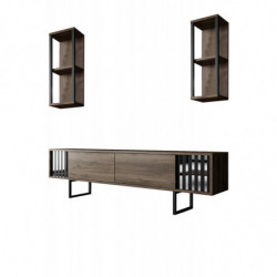 Mueble TV con estante Chrome Line negro nogal Practica Hogar