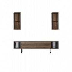 Mueble TV con estante Chrome Line negro nogal Practica Hogar