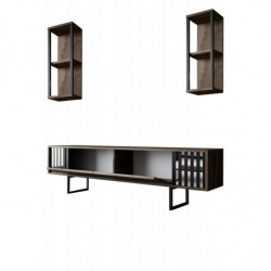 Mueble TV con estante Chrome Line negro nogal Practica Hogar