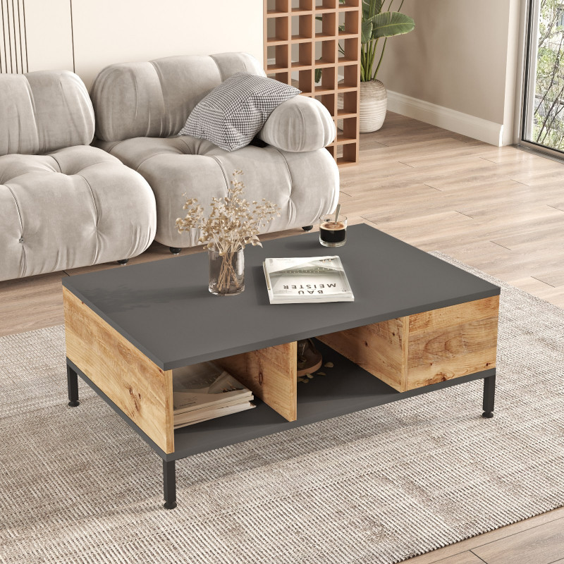 Mesa de centro RL2-AA pino atlántico antracita Practica Hogar Mesa de centro RL2-AA pino atlántico antracita Practica Hogar