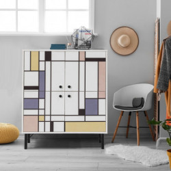 Mueble auxiliar Multilüx Midia amarillo morado marrón blanco Practica Hogar