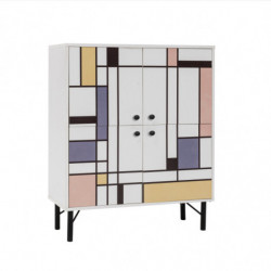 Mueble auxiliar Multilüx Midia amarillo morado marrón blanco Practica Hogar