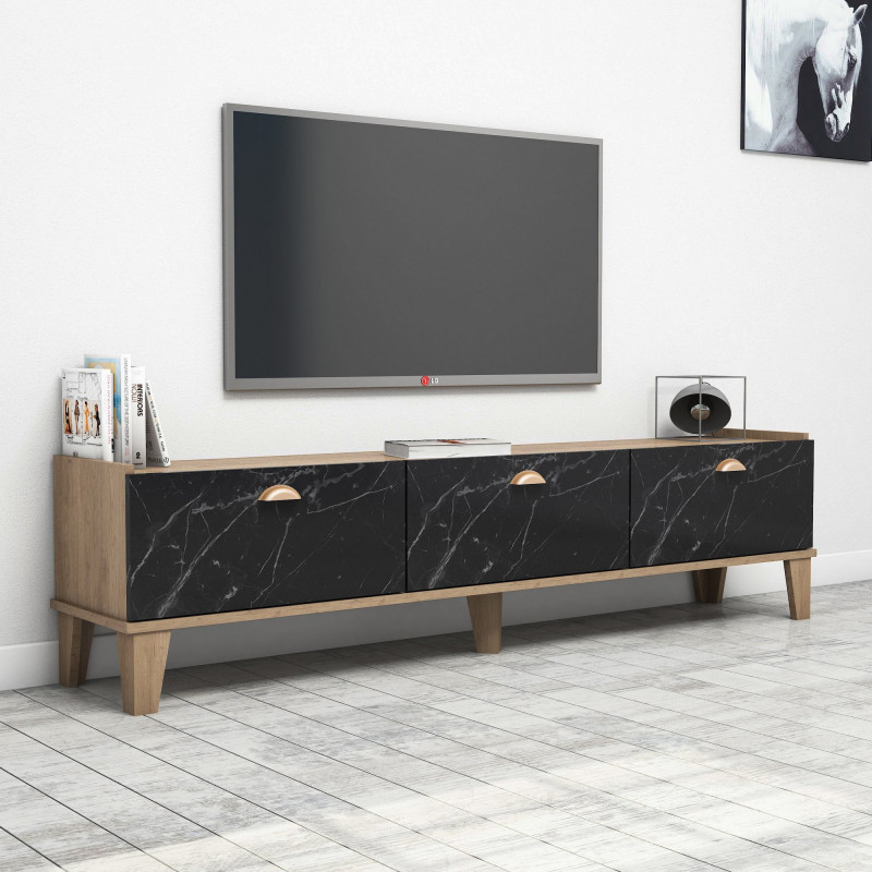 Mueble TV Sumer E3630 mármol roble Practica Hogar Mueble TV Sumer E3630 mármol roble Practica Hogar