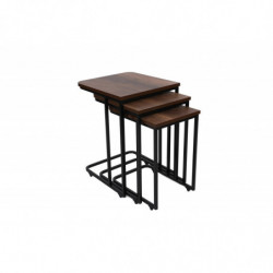 Set mesas de café (3 piezas) Ce Metal Zigon-9401 negro nogal Practica Hogar