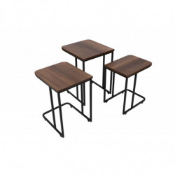 Set mesas de café (3 piezas) Ce Metal Zigon-9401 negro nogal Practica Hogar