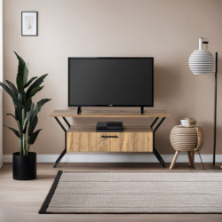 Mueble TV Tarz negro nogal Practica Hogar