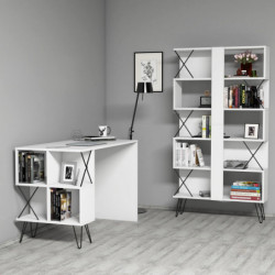 Escritorio con estantería Extra blanco negro Practica Hogar